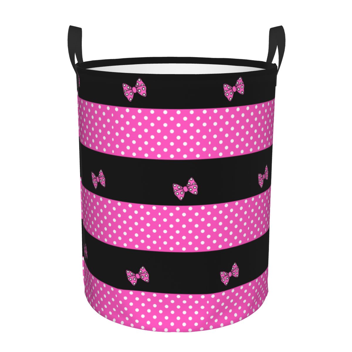Baby Nursery Things - Aangepaste Roze Minnie Polkadots Wasmand Opvouwbare