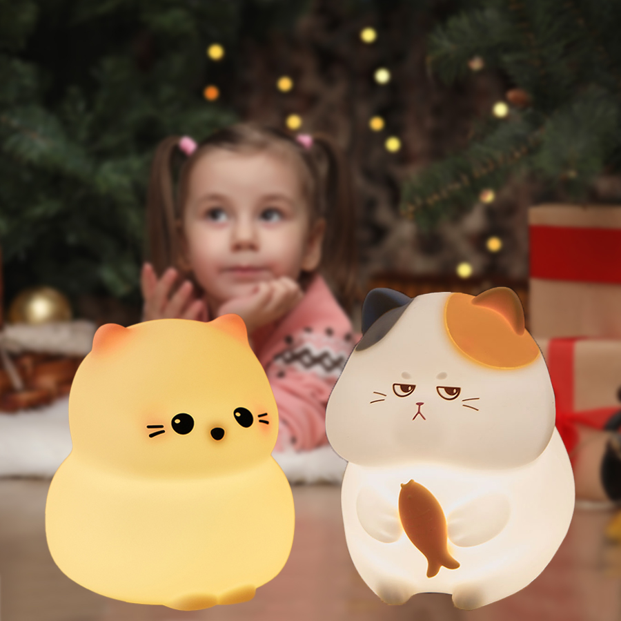 Baby Nursery Table Lamp - Cute Kitty Led-nachtlampje Oplaadbare siliconen kattentafellamp