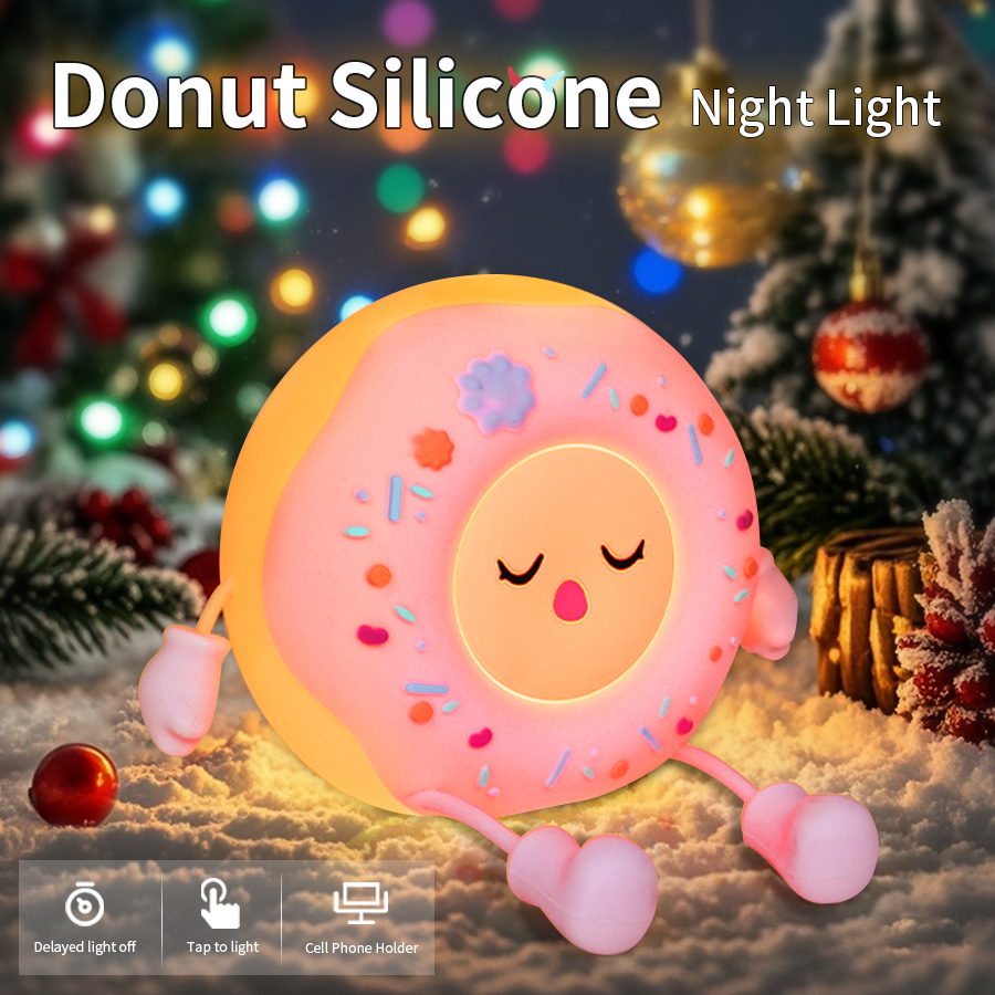 Baby Nursery Table Lamp - Donut Led-nachtlampje Cartoon siliconen tafellamp Telefoonhouder