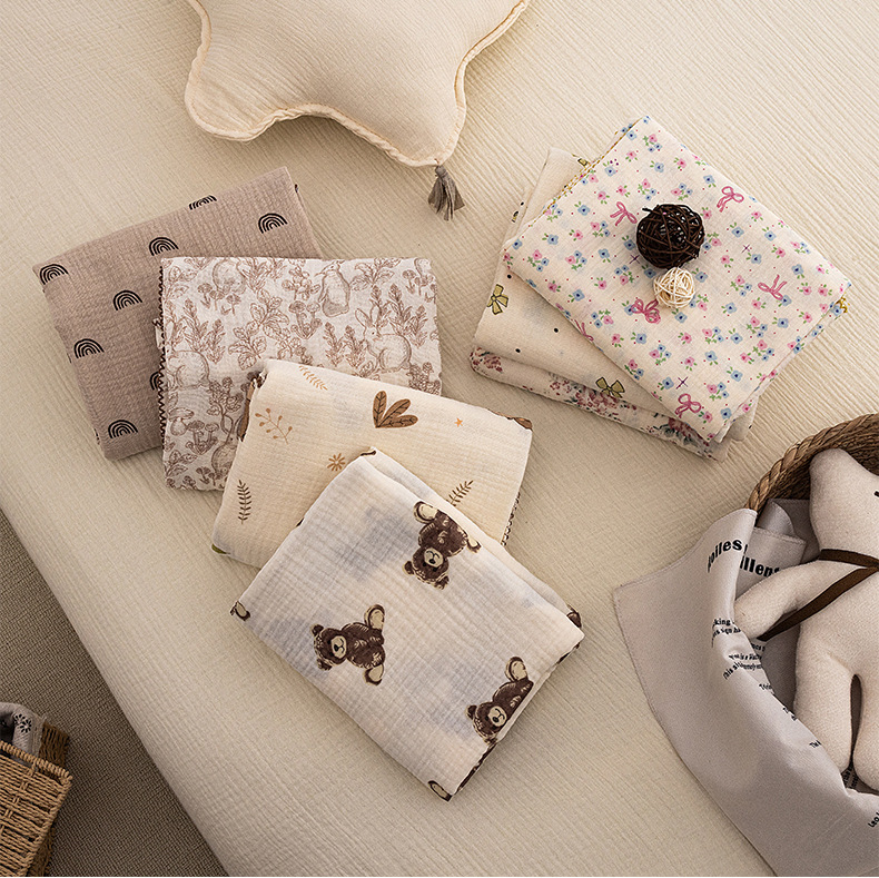Baby Boy Nursery Quilt - Baby zomerwikkeldeken pasgeboren bloemen mousseline babydeken