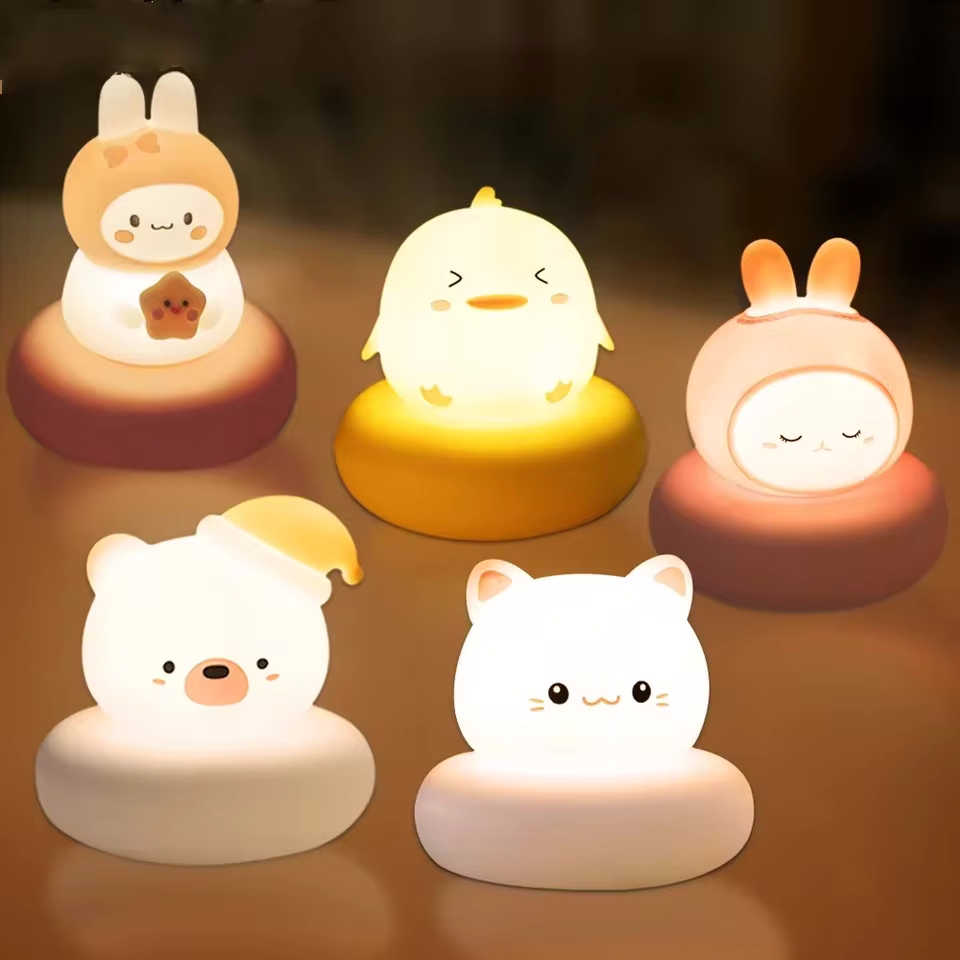 Baby Nursery Table Lamp - Schattig dierennachtlampje Nieuw 3-niveau dimbaar kinderkamernachtlampje
