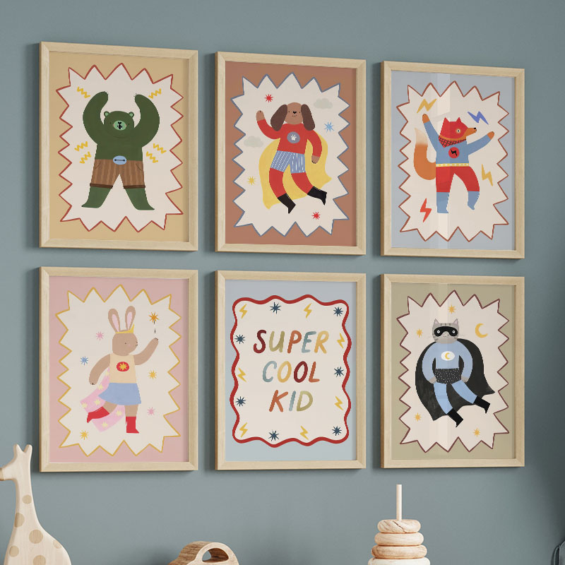 Baby Nursery Things - Grappige cartoon super coole kinderkamer wanddecoratie