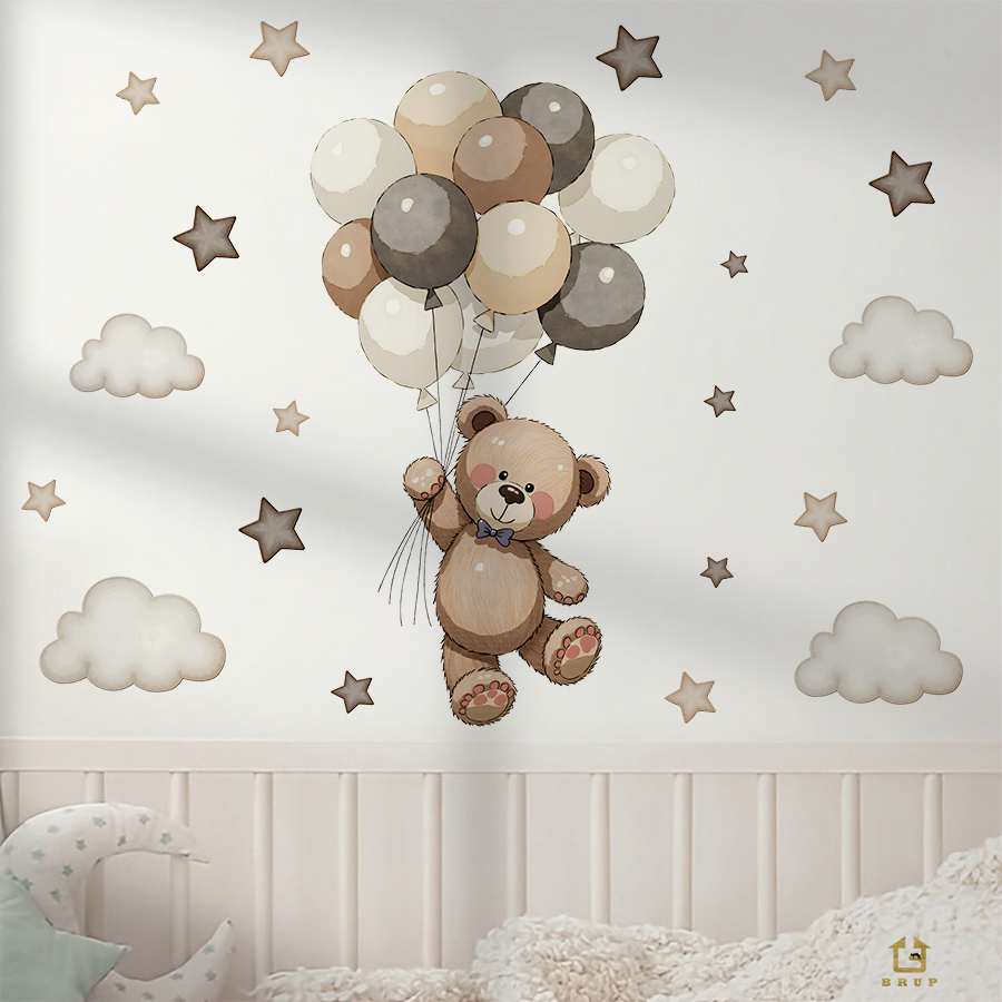 Schattige teddybeer muursticke - Baby Nursery Things recensie en prijs
